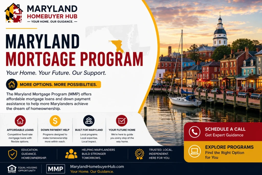 Maryland homebuyers exploring Maryland Mortgage Program home loan and down payment assistance options