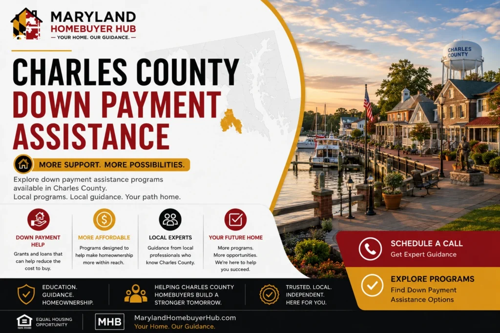 Charles County Maryland homebuyers exploring down payment assistance programs