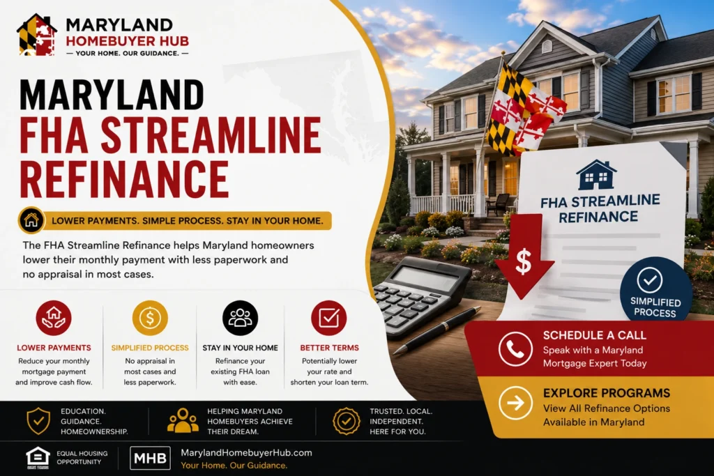 Maryland FHA Streamline Refinance for homeowners with an existing FHA loan