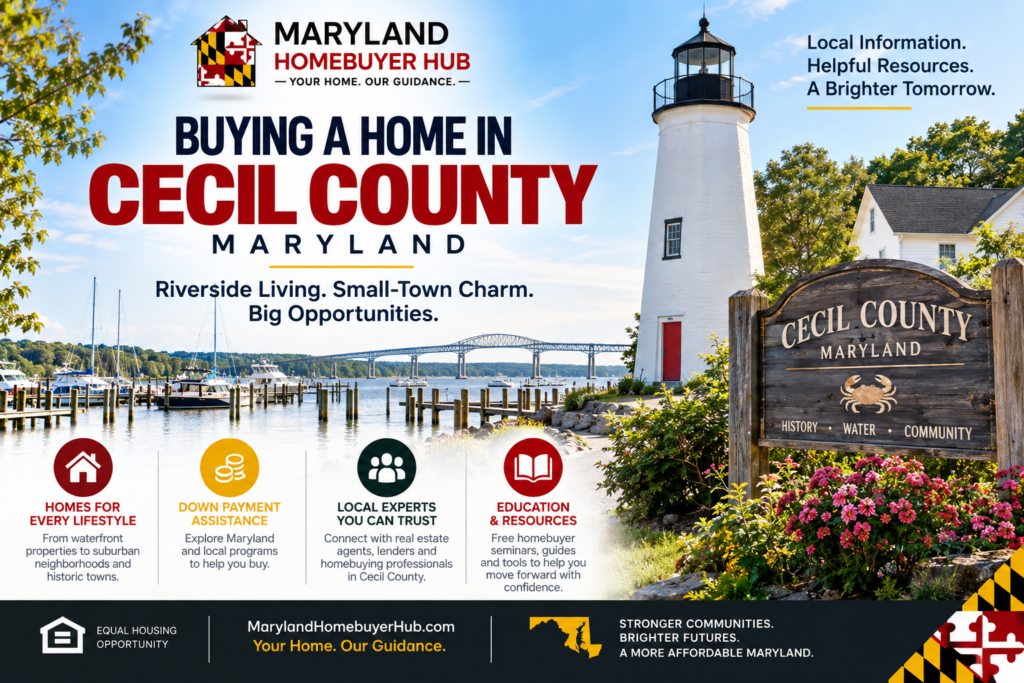 Maryland homebuyers exploring home loans, down payment assistance and local resources in Cecil County